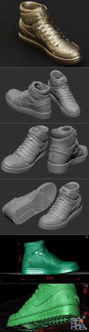 Jordan 1 Retro High Satin Black Toe – 3D Print