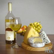 White wine and cheese set (max 2011, fbx)