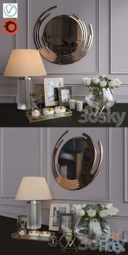 Decorative set 1 with mirror and lamp