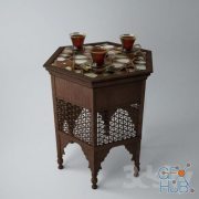 Arabesque table with cups of tea