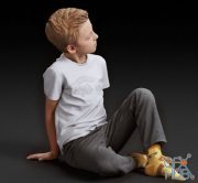 Casual sitting boy (3d-scan)