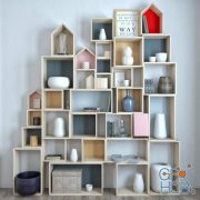 Wooden shelves set