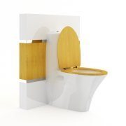 Toilet bowl with wood decor