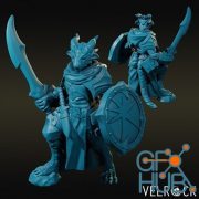 Male Dragonborn Cleric of Tamara with Scimitar and Shield NOW – 3D Print