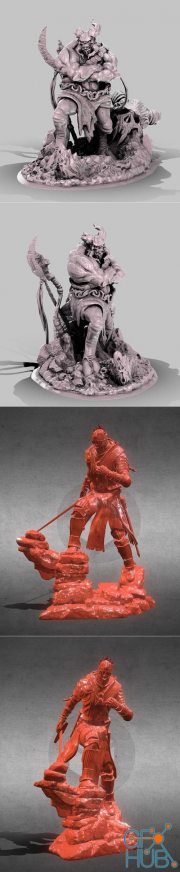 The Army Of Hell - Veteran and Dark Souls 3 Soul Of Cinder Sculpture – 3D Print