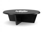 Black table with white pebbles
