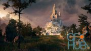 3D c4d octane Forest fantasy castle scene