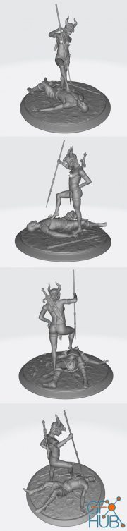 Amazon warrior girl with the spiarr – 3D Print