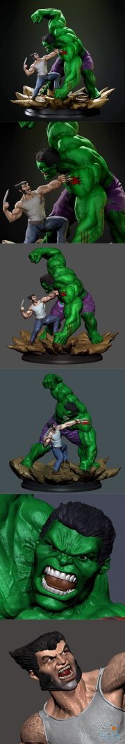 Hulk vs Wolverine diorama – 3D Print