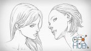 Skillshare – How To Draw Faces | Female Heads: Downward and Upward Angles – Side View