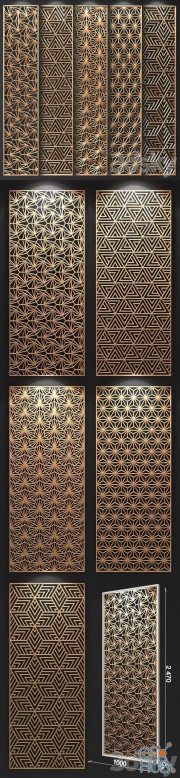 Decorative panel (5 decorative partitions with different geometric patterns)