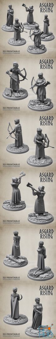 Asgard Rising - 5 x Female Villagers Townsfolk – 3D Print