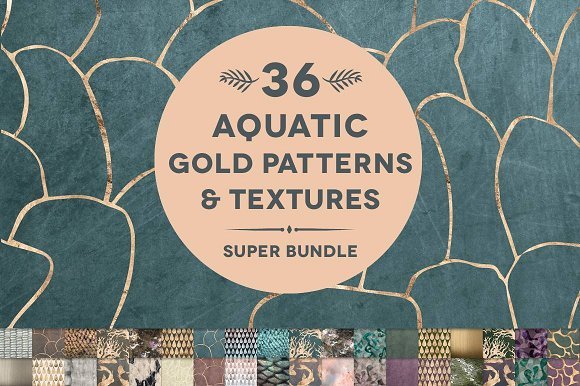 Creativemarket – 36 Aquatic Rose Gold & Textures