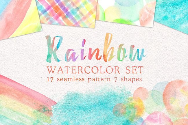 Creativemarket – Rainbow watercolor seamless pattern