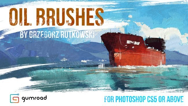 Gumroad  – Oil Brushes by  Grzegorz Rutkowski