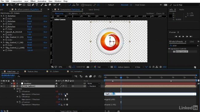 Lynda – After Effects Bouncing Animated 3D Sphere