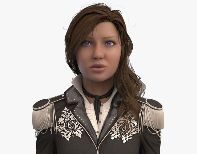 Female bust in a dark brown tunic
