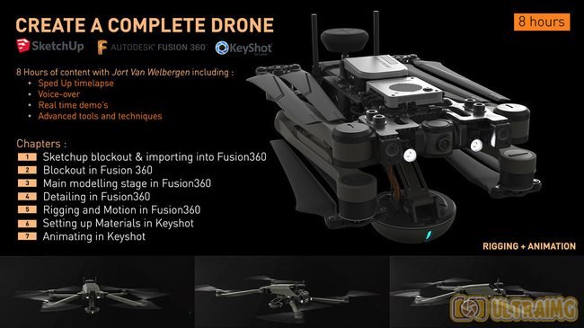 Gumroad – Fusion 360 Hard Surface Tutorial (Create a Drone) by Jort Van Welbergen