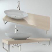 Washbasin on the wooden plate