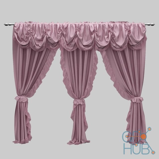Classic lilac curtains with ruches