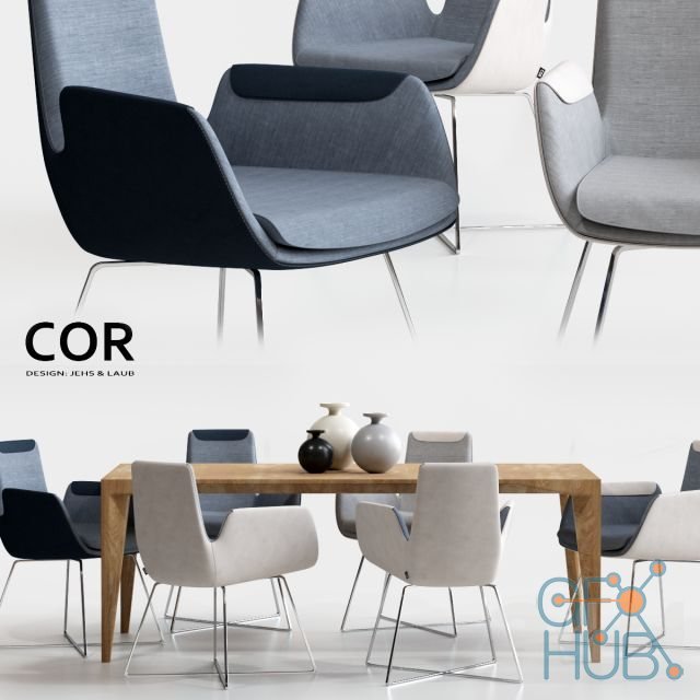 Chair Cordia and table Delta by COR