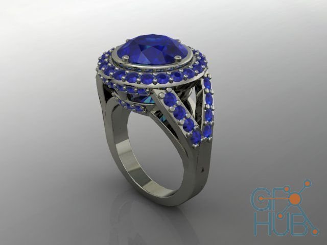 Blue stones silver ring