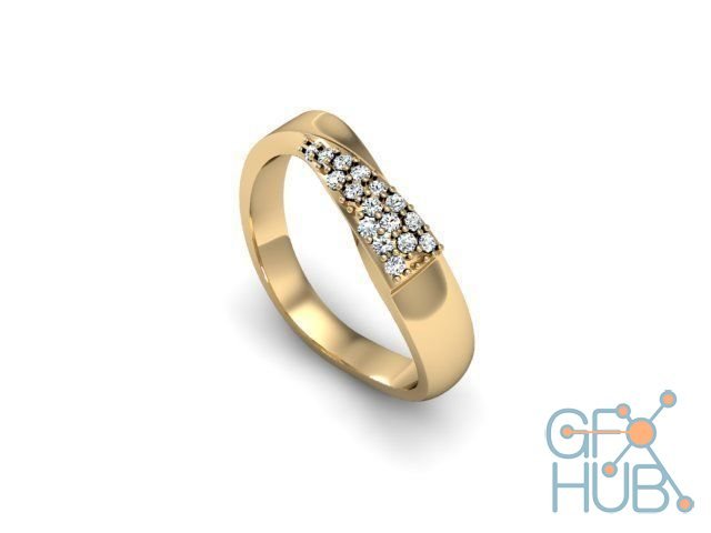 Gold ring with a group of diamonds