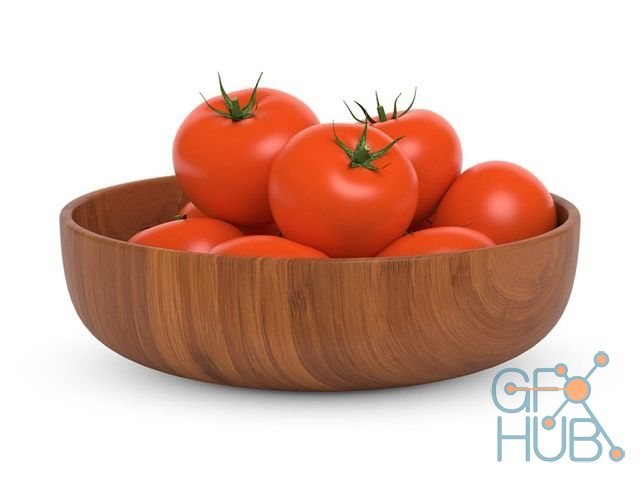 Wooden bowl with tomatoes