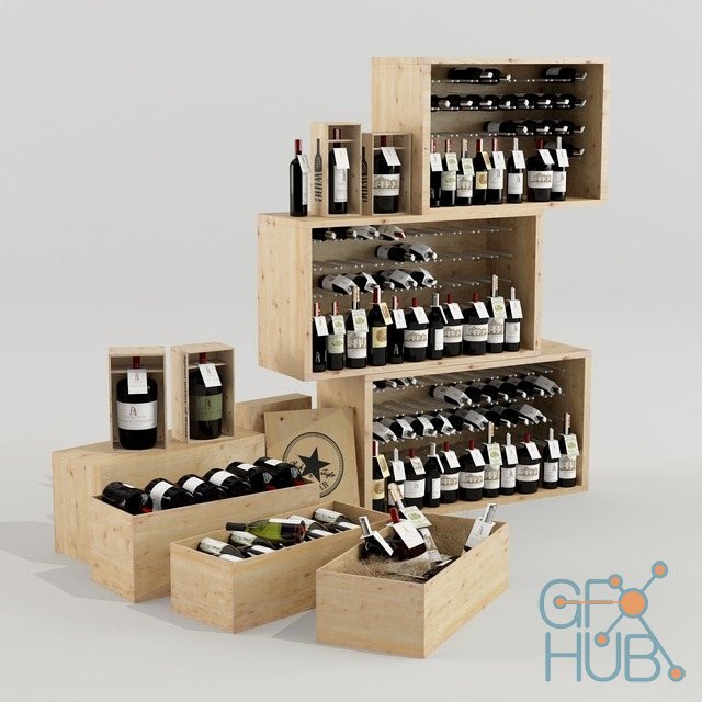 Wooden drawers with wine