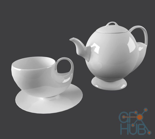 Teapot and cup of unusual shape