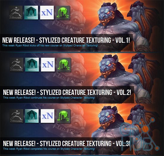 3DMotive – Stylized Creature Texturing Volume 1, 2, 3 (ENG/RUS)