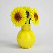 Yellow vase with sunflowers
