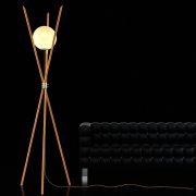 Floor lamp on three wooden needles