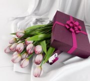 Tulips in gift box