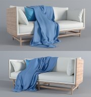 Small wooden and white sofa