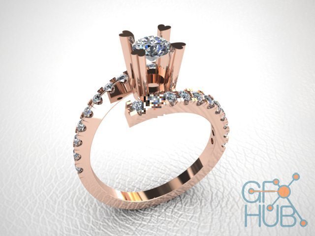 Modern ring with diamond