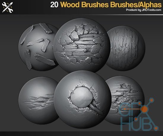 ArtStation Marketplace – ZBrush/SP - 20 Wood Brushes/Alphas Vol.1