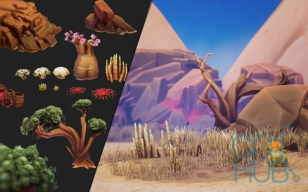 Cubebrush – Crimson Desert Landscape – Full package UE4 and FBX