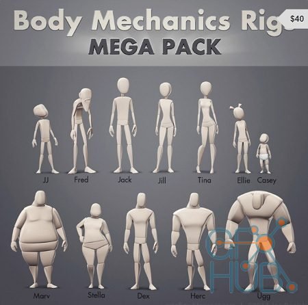 Gumroad – Body Mechanics Rigs – Mega Pack! 1.1 by Joe Daniels + AnimSchool Picker (Maya 2014&Up)