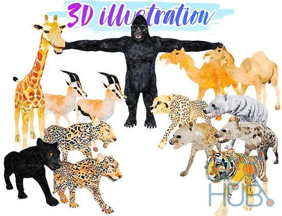 Cubebrush – Africa Animal Illustration Animated Part 2