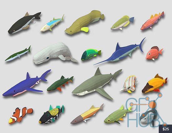 Cubebrush – Fish Cartoon Collection Part 01 Animated