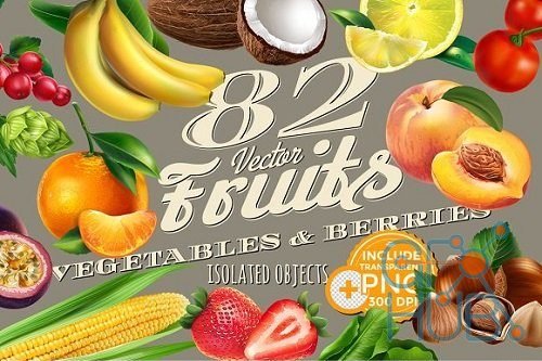 Creativemarket – 82 Fruits, Berries and Vegetables 2004092