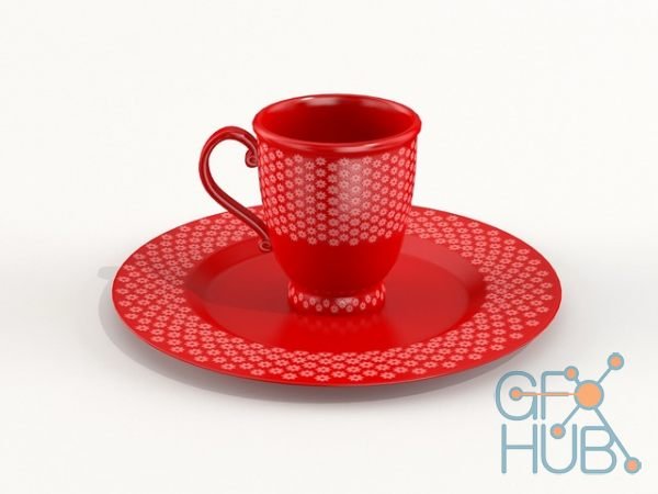 Red cup and saucer