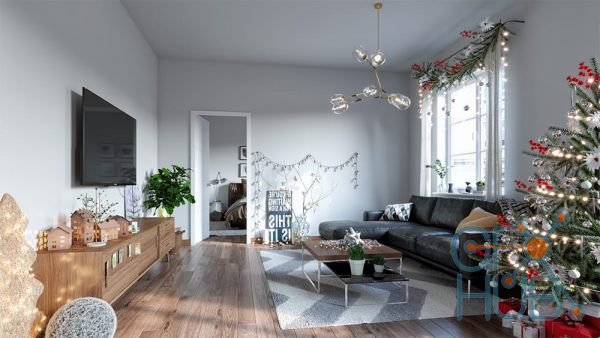 3D-Models: Sweden christmas Room Interior Scene