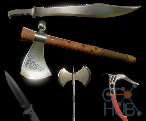 Cubebrush – Melee pack VR / AR / low-poly 3D model