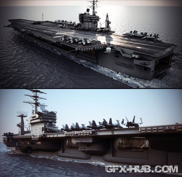 USS Nimitz Aircraft Carrier & USNS Patuxent 3D-Models
