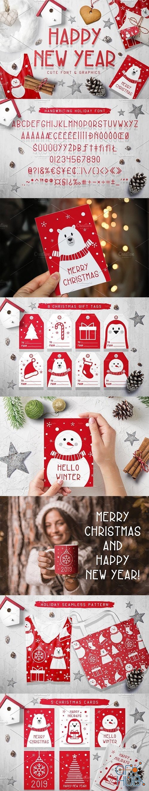 CreativeMarket - Happy New Year Font & Graphics 3187859