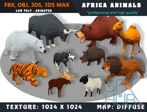 Cubebrush – Animals Africa Cartoon Collection – Animated 02