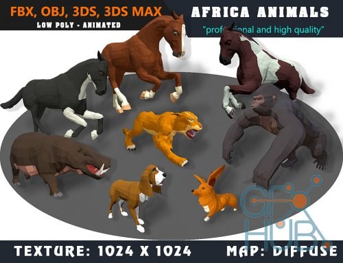 Cubebrush – Animals Africa Cartoon Collection – Animated 04