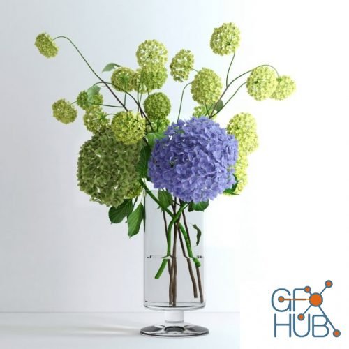 Glass vase with fresh bouquet